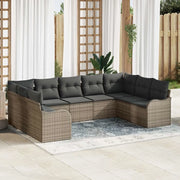 Set Divano da Giardino 9 pcs Grigio polyrattan