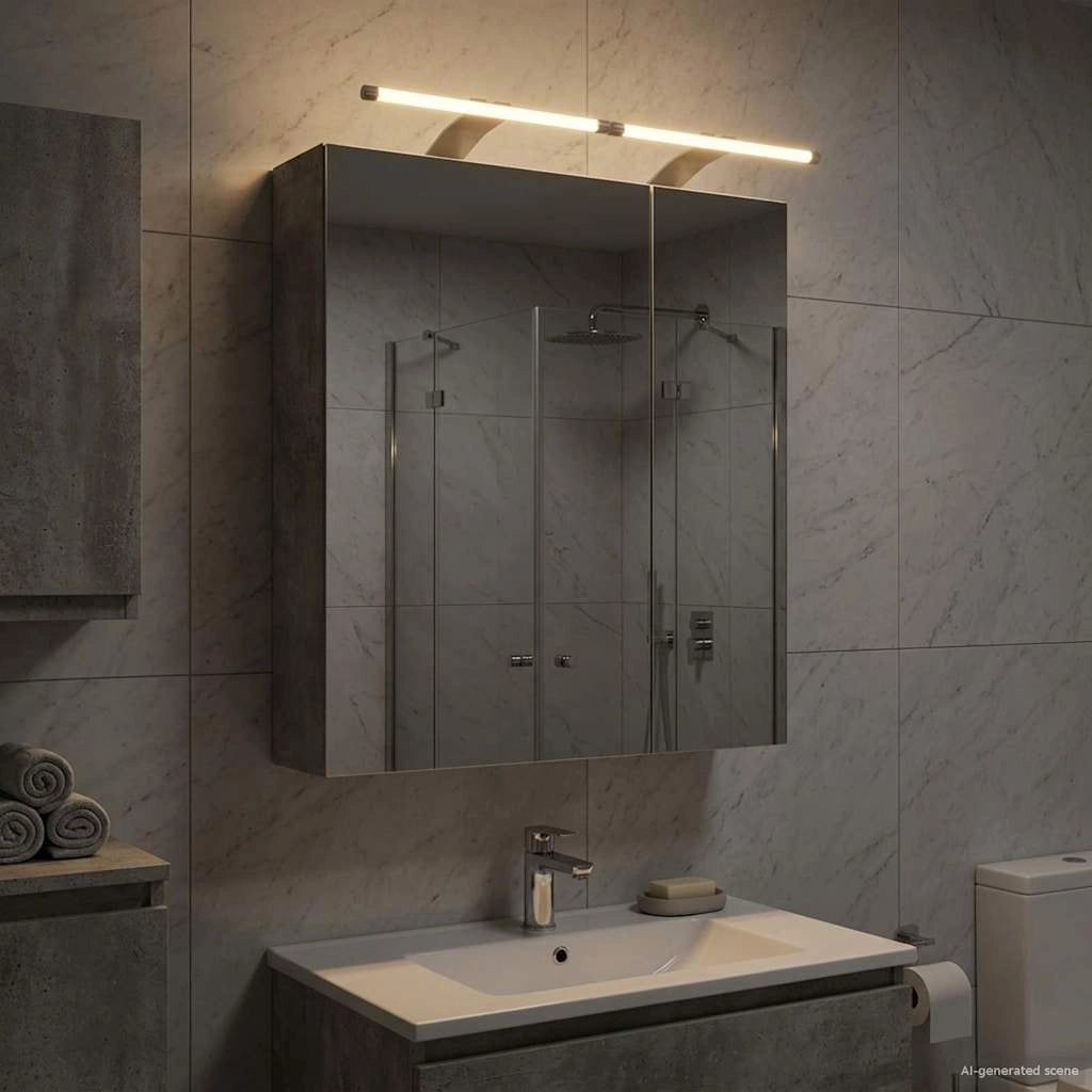 Mobiletto per specchio da bagno Grigio cemento 889066