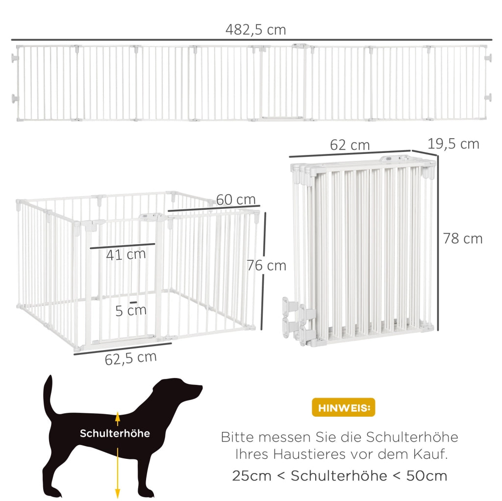Recinto modulare per animali 8 pannelli 60x76 cm con porta in plastica bianca