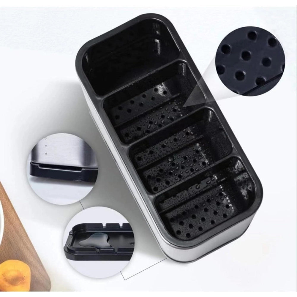 Trade Shop - Scolaposate In Acciaio Per Organizzare Utensili Da Cucina Portaposate Design Moderno -