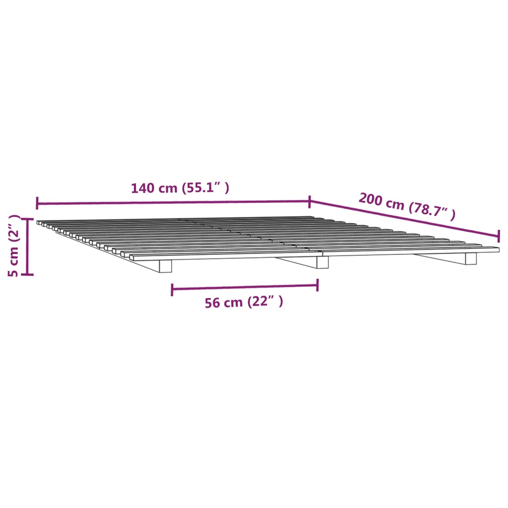Giroletto senza Materasso 140x200 cm in Legno Massello di Pino 824568