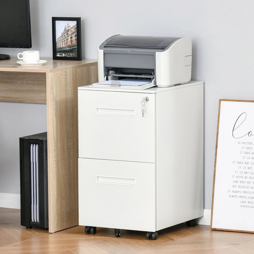 Scrivania con cassettiera a rotelle ¨C Minimal ¨C Bianco 39x48x67cm