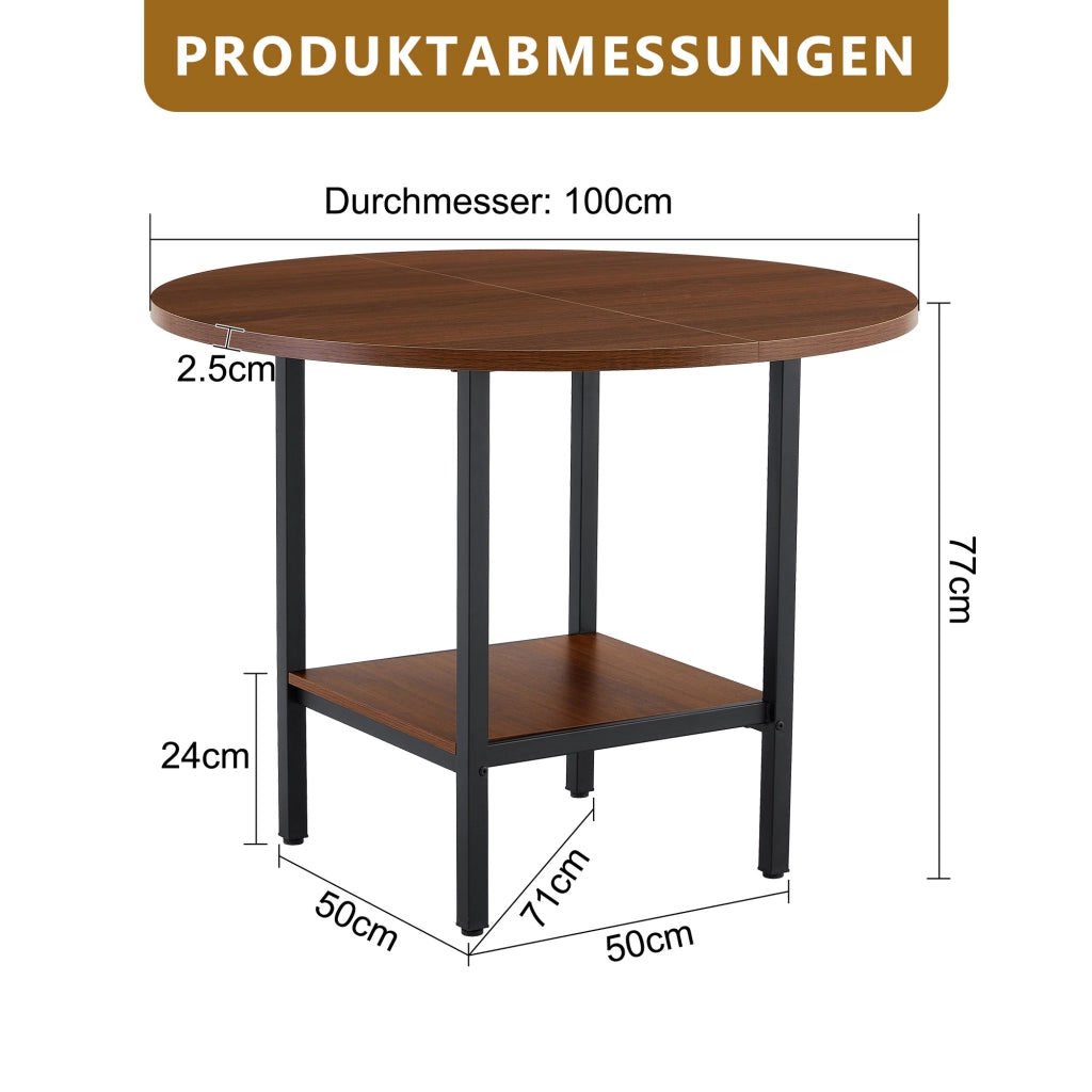 Tavolo da pranzo 4 posti con vano contenitore per cucina in MDF 100×100×77 cm noce