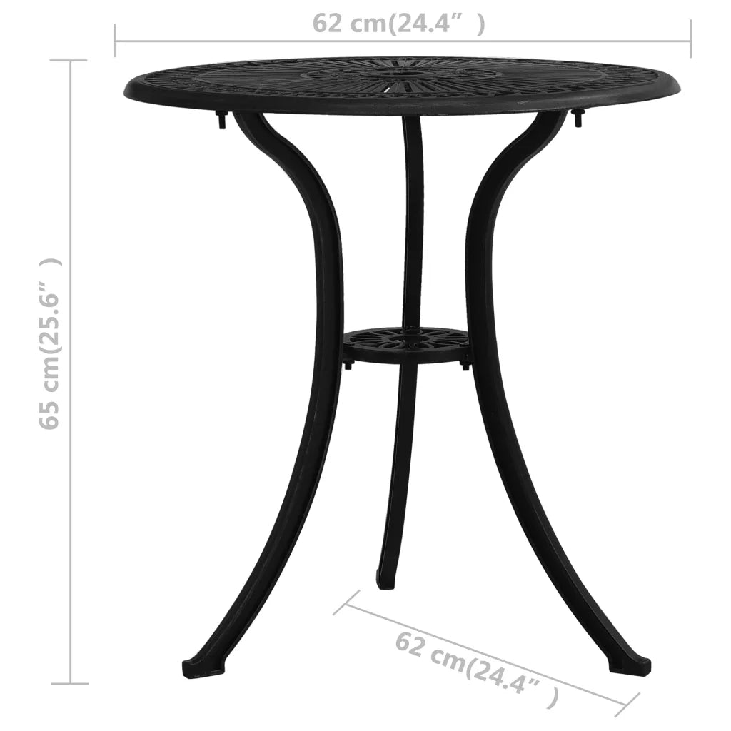 Set da Bistrot 3 pz | Set Salotto da Giardino in Alluminio Pressofuso Nero