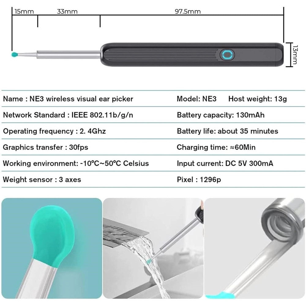 Trade Shop - Otoscopio Strumento Per Rimozione Cerume Pulitore Orecchie Usb 1080p Hd Endoscopio -