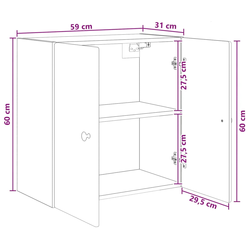 Armadietto a Muro | Mobiletto a muro Legno antico 59 x 31 x 60 cm