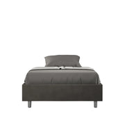 BS COM Letto una piazza e mezza con rete imbottito 110x210 microfibra grigio