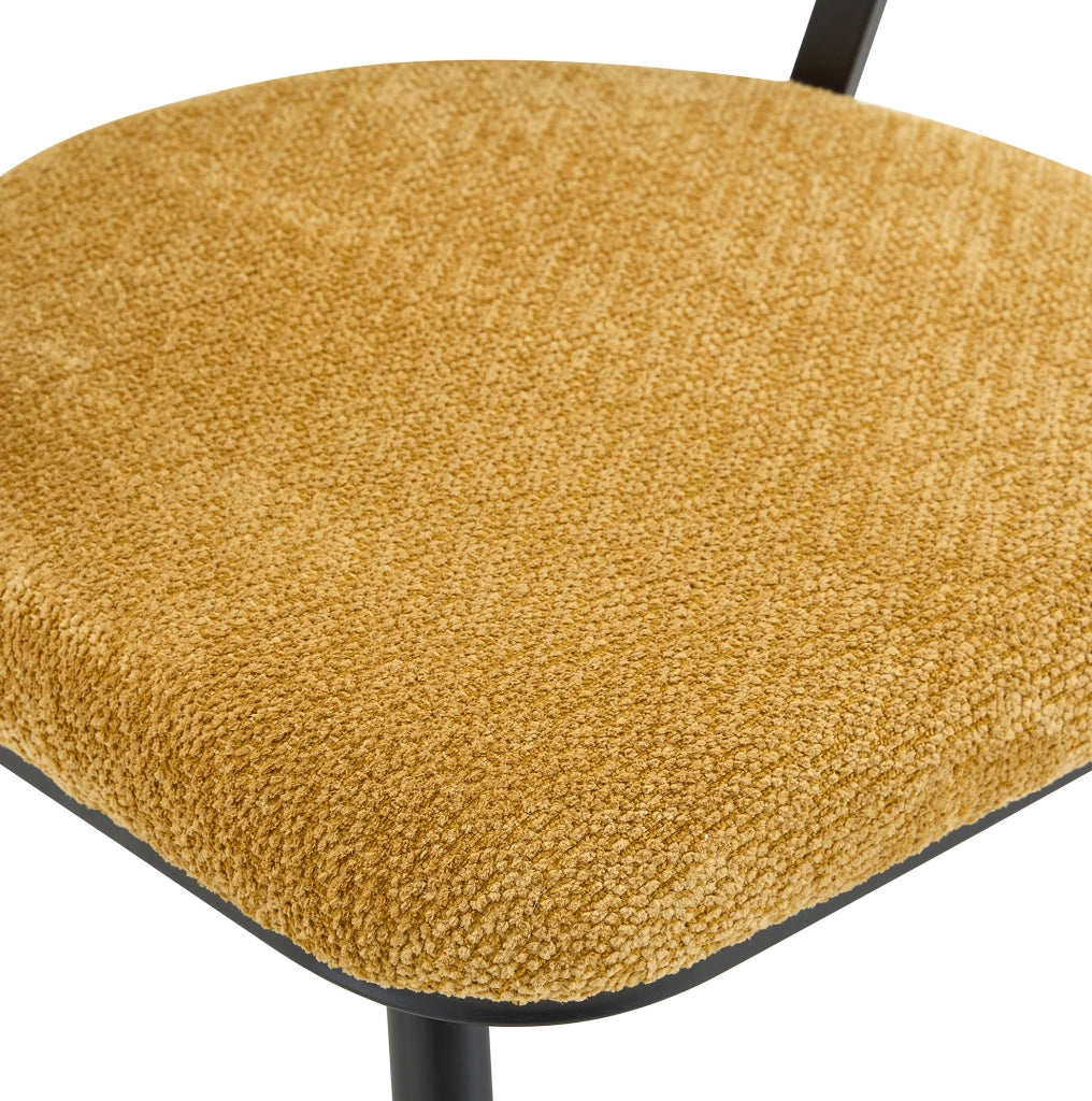 Set di 2 Sedie da Pranzo Gialle in Velluto con Struttura in Metallo Nero, Design Moderno con Schienale Avvolgente