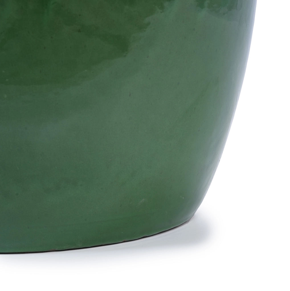 Set di 3 Vasi in Ceramica Artigianali con Foro di Drenaggio Ø 38,1/30,5/22,9 cm, Motivo Verde per Piante da Interno ed Esterno