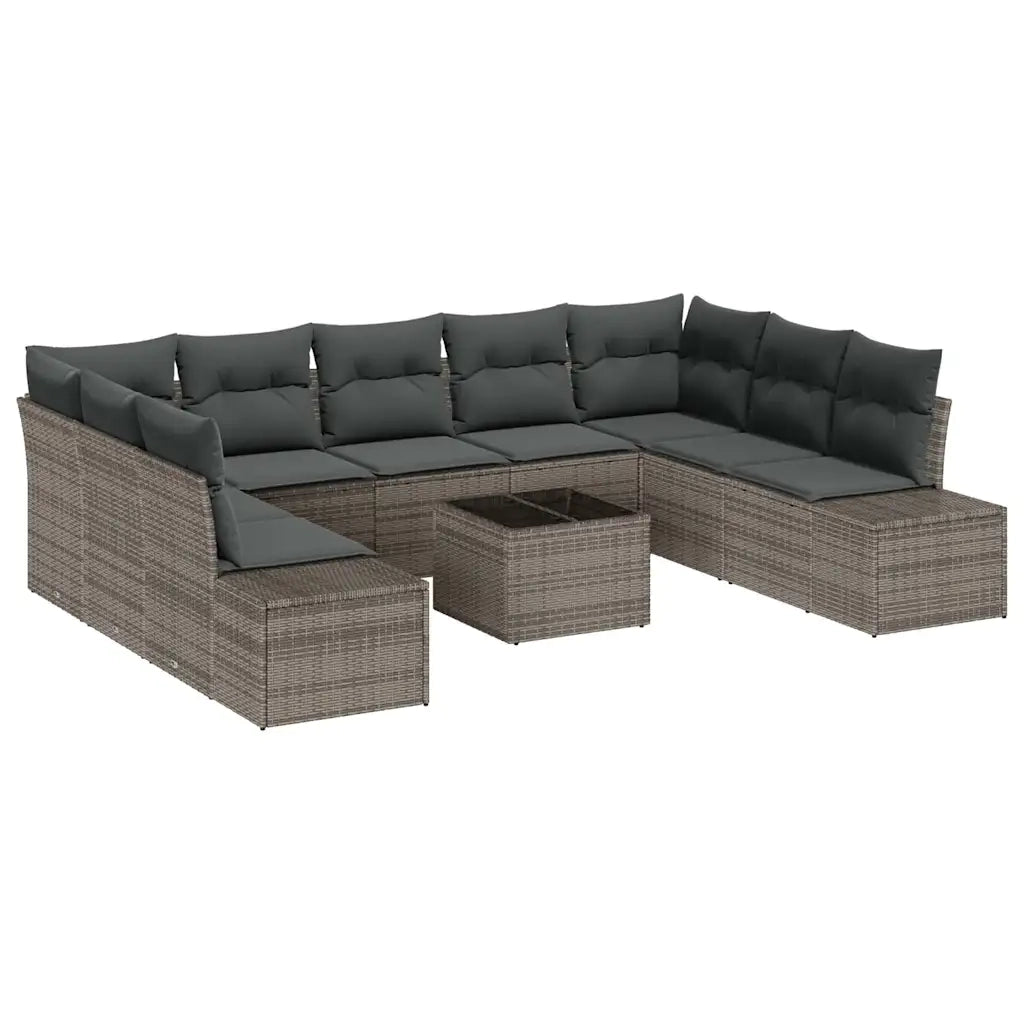 Set Divano da Giardino con cuscino 9 pcs Grigio Polyrattan 3355898