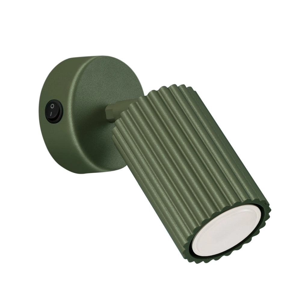 Lampada da parete KARBON verde oliva con interruttore
