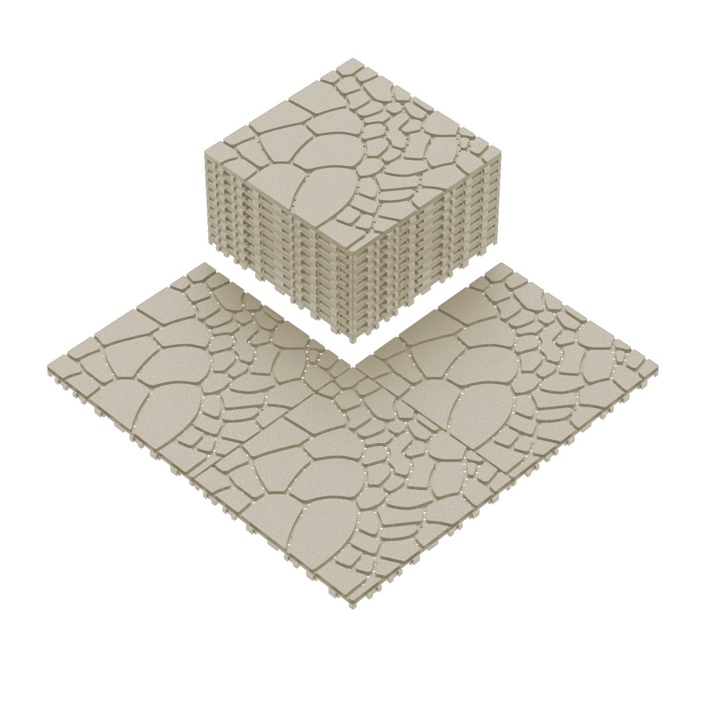 Piastrelle da esterno ULEVR 30,5x30,5 cm, set 44 pezzi a incastro in polipropilene beige per balcone e terrazza