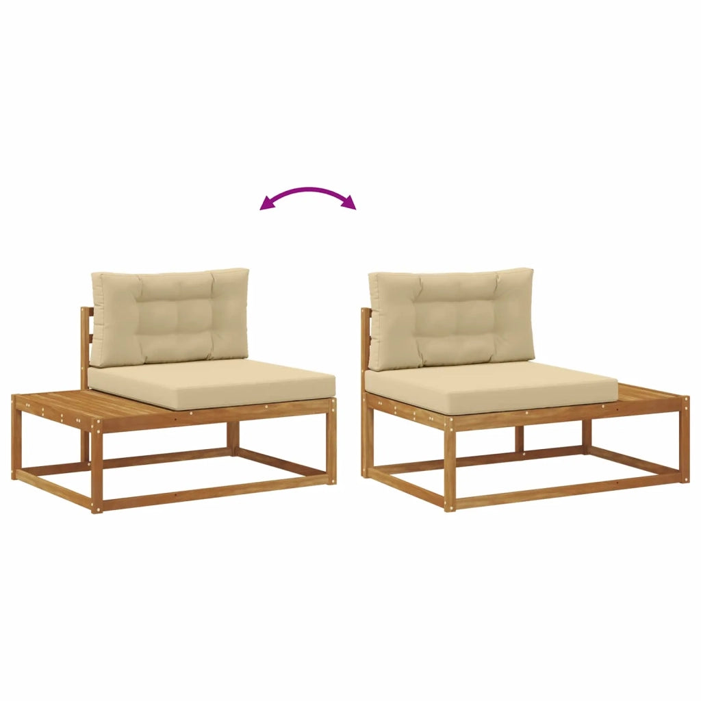 Set di divani da esterno-Sofa da giardino con cuscino Naturale e Beige 932253
