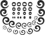 Kit di allargamento orecchie Premium - 36 pezzi neri in silicone