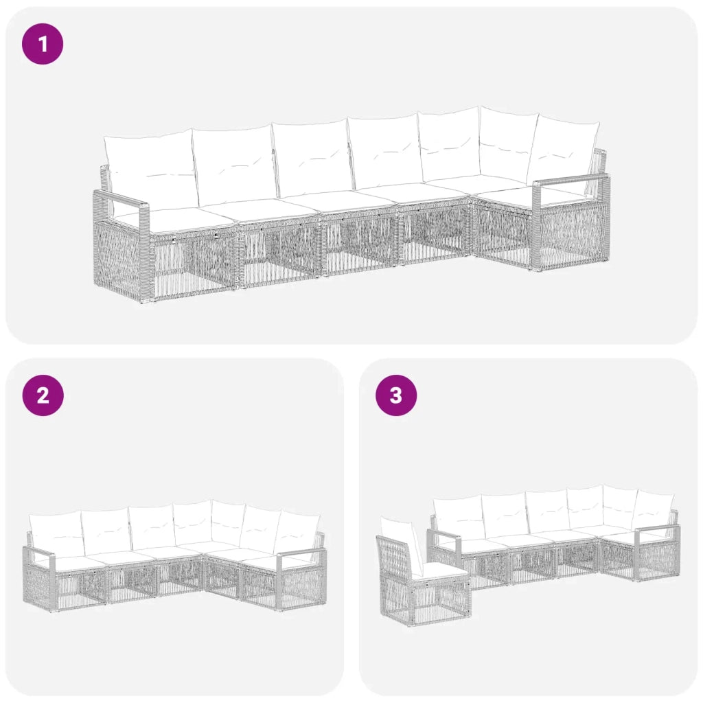 Set Divano da Giardino 6 pz Nero polyrattan 3435715
