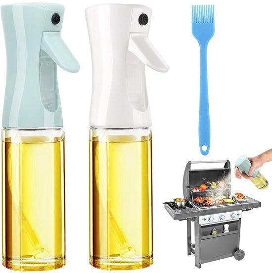 Set di spray per oli 2 in 1, 200 ml, contenitore in vetro, per oli per friggitrice aeree, spray per oli per cucina, griglia, insalata, barbecue, friggitrice aerea, cottura.
