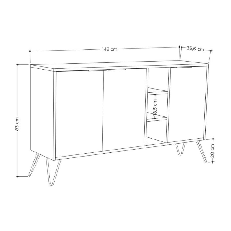 Madia Clara antracite 3 ante tortora 142x35,5x83h