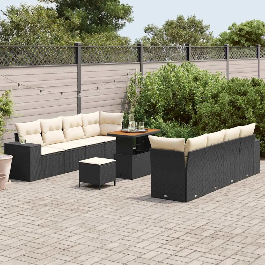 Set Divano da Giardino con cuscino 11 pcs Nero polyrattan 3361980