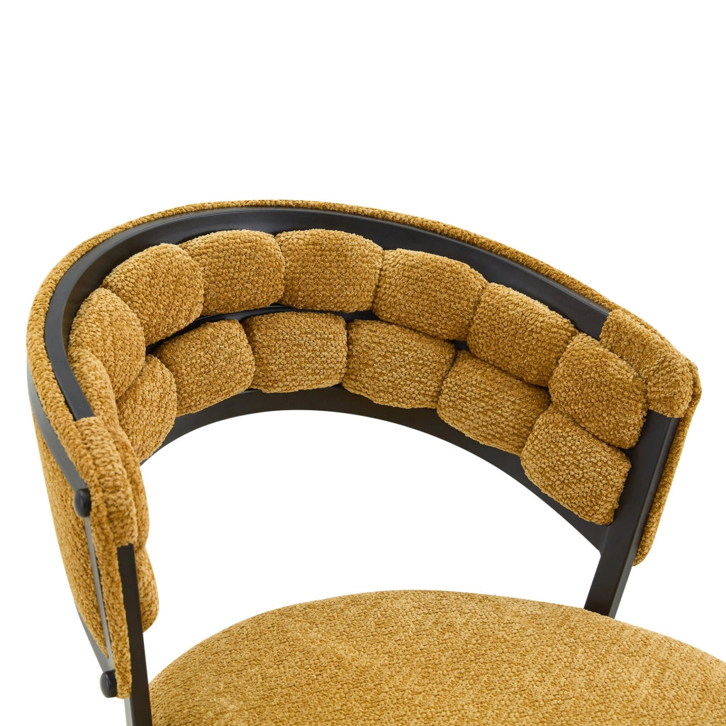 Set di 2 Sedie da Pranzo Gialle in Velluto con Struttura in Metallo Nero, Design Moderno con Schienale Avvolgente