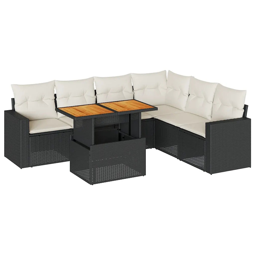 Set Divani da Giardino con Cuscini 7pz Nero Polyrattan 3327045