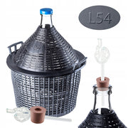 Damigiana KADAX da 54 litri per vino, con cestello, tubo di sughero e set da 3 pezzi.