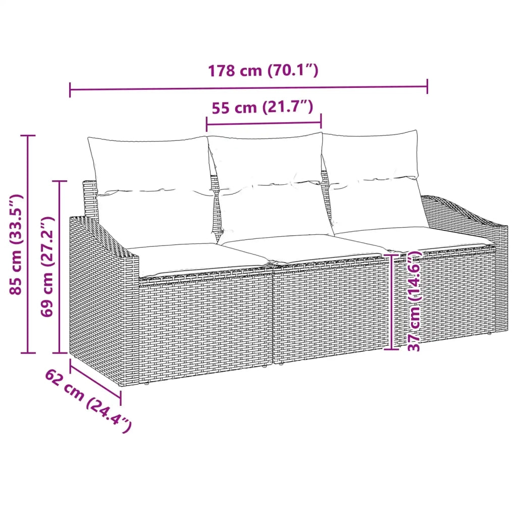 Set di divani 3 pz Marrone polyrattan 3346584