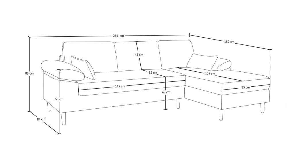 Divano angolare 3 posti con chaise longue destra - Washington - DI-WA27FBC-CLDX
