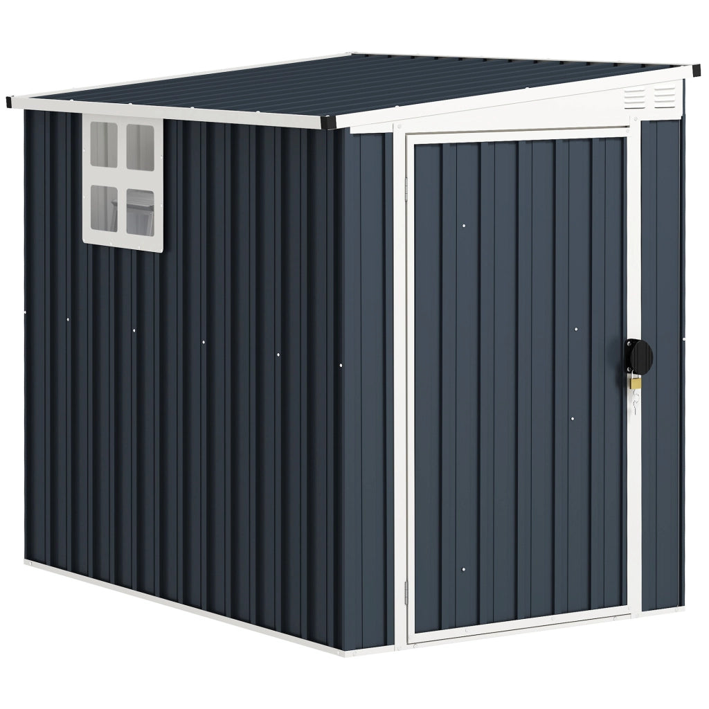 Casetta da Giardino in Acciaio 1.2x1.9 m con Porta Bloccabile e Prese d'Aria, Grigio Scuro