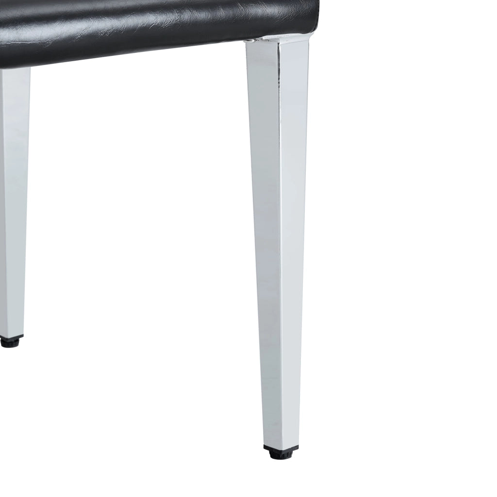 Set di 2 sedie da sala da pranzo con schienale ergonomico e gambe in metallo, in similpelle nero e argento