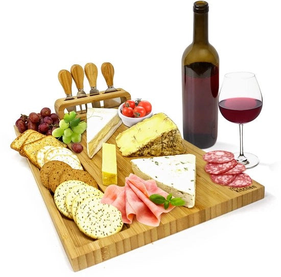 Scalda Cibo in Bambù con Coltelli - Set da 5 - Piatti in Legno