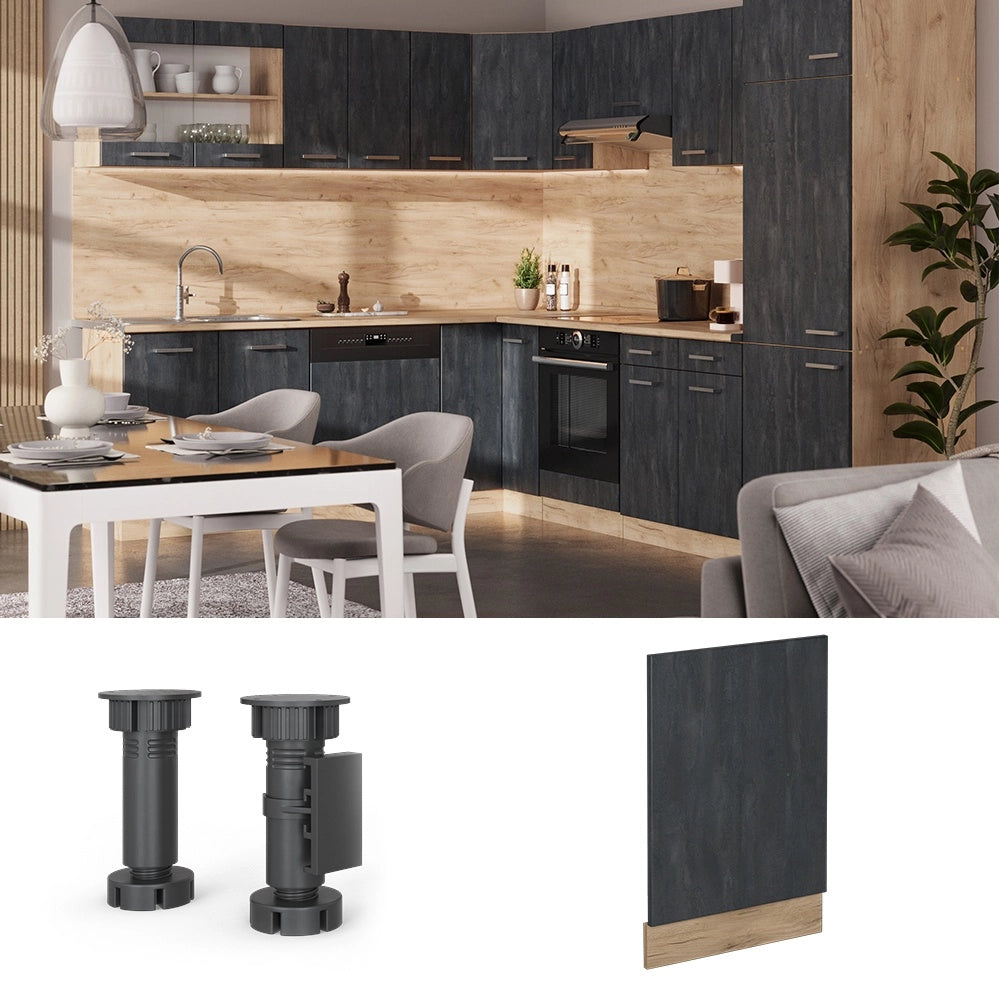 Pannello frontale R-Line Calce nera/Rovere dorato 45 cm PL Marmo Vicco