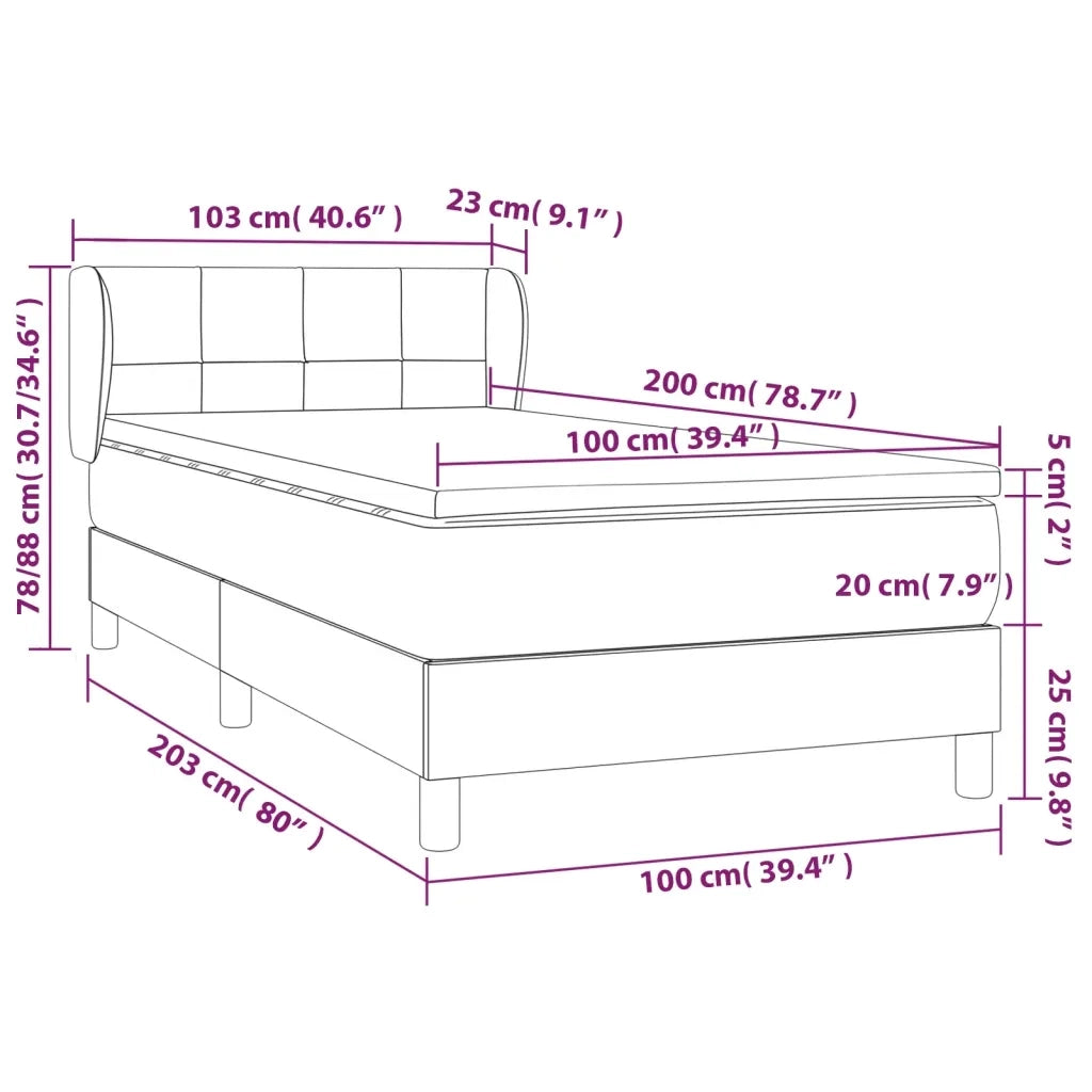 Giroletto a Molle con Materasso-Struttura Letto Marrone Scuro 100x200cm Tessuto 453667