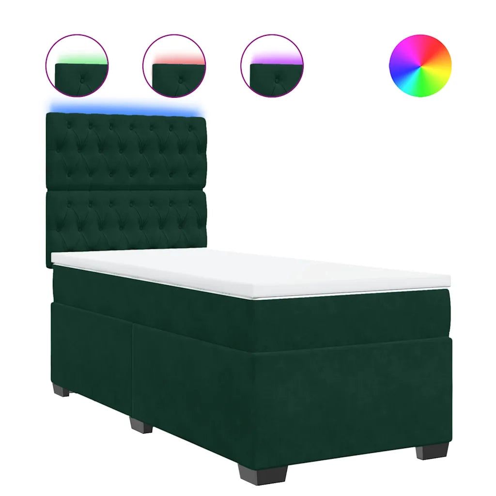 Giroletto a Molle con Materasso Verde Scuro 80x200 cm Velluto