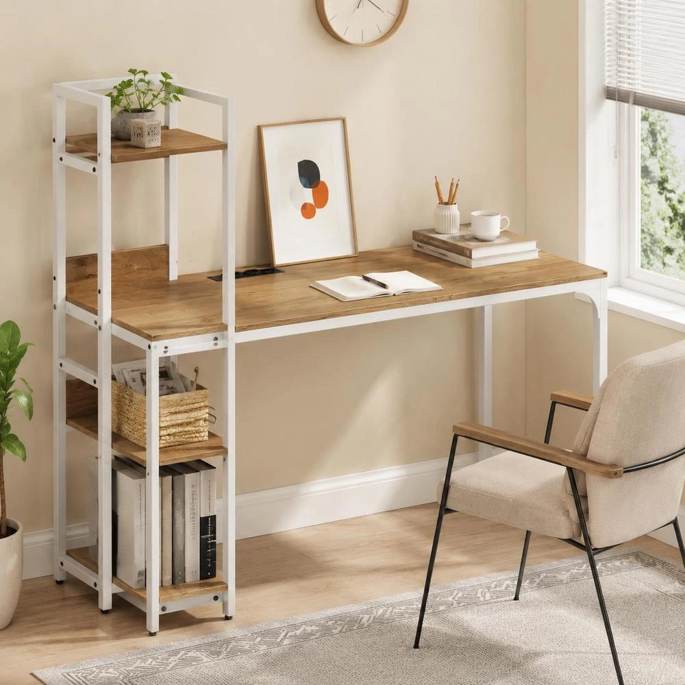 Scrivania per computer; 120 cm; scrivania da lavoro; bianco naturale.