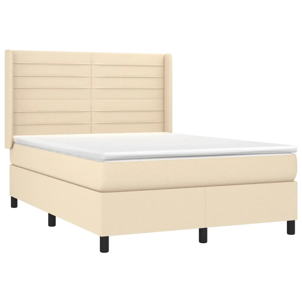 Letto a Molle con Materasso e LED Crema 140x200 cm in Tessuto 3138402