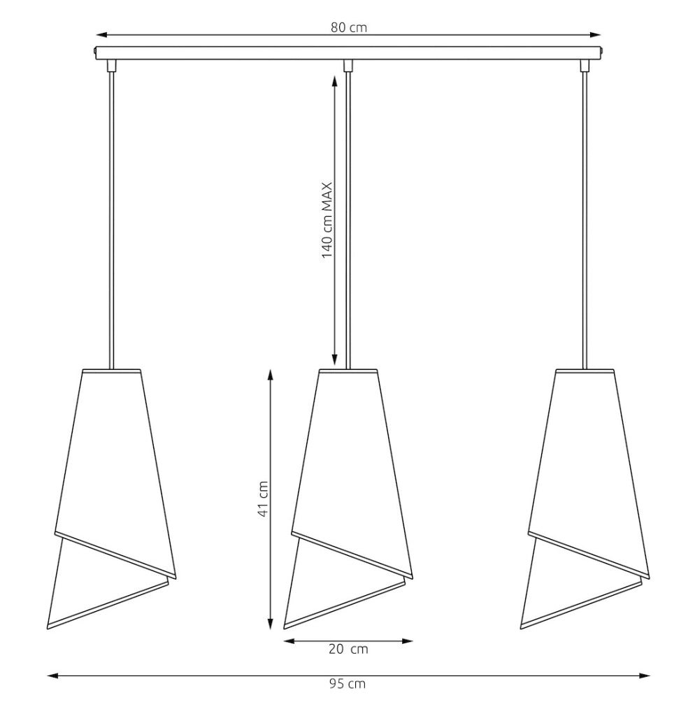 Lampada a sospensione MODA 3xE27 nera/oro Emibig