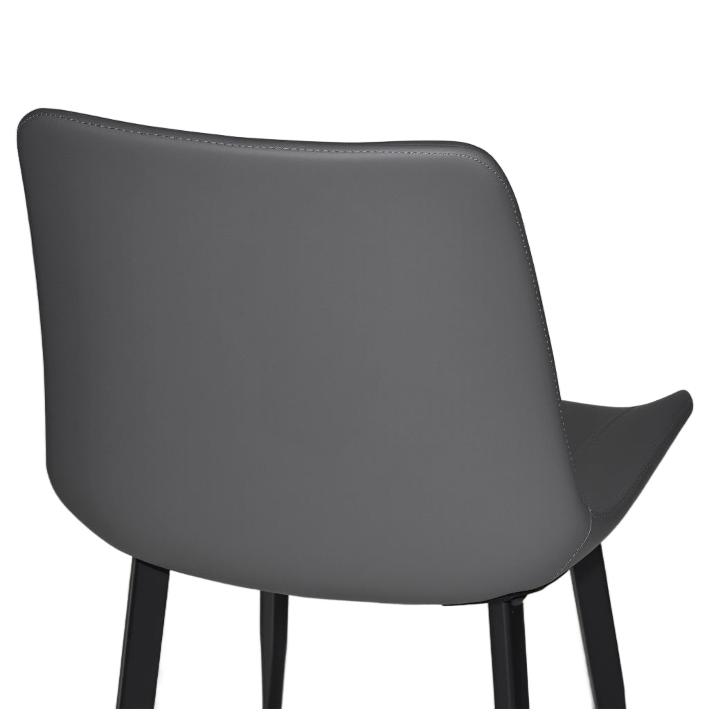 Sedia da Pranzo con Schienale Ergonomico e Seduta Imbottita, Gambe in Acciaio, PU Grigio
