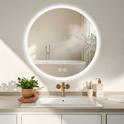Specchio bagno LED rotondo 70 cm con luce dimmerabile 3000K 4000K 6000K funzione antiappannamento argento