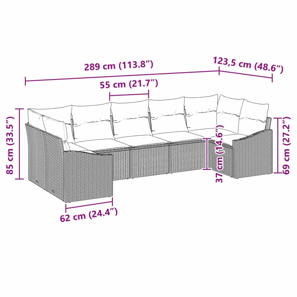Set di divani 7 pz Marrone polyrattan 3346874
