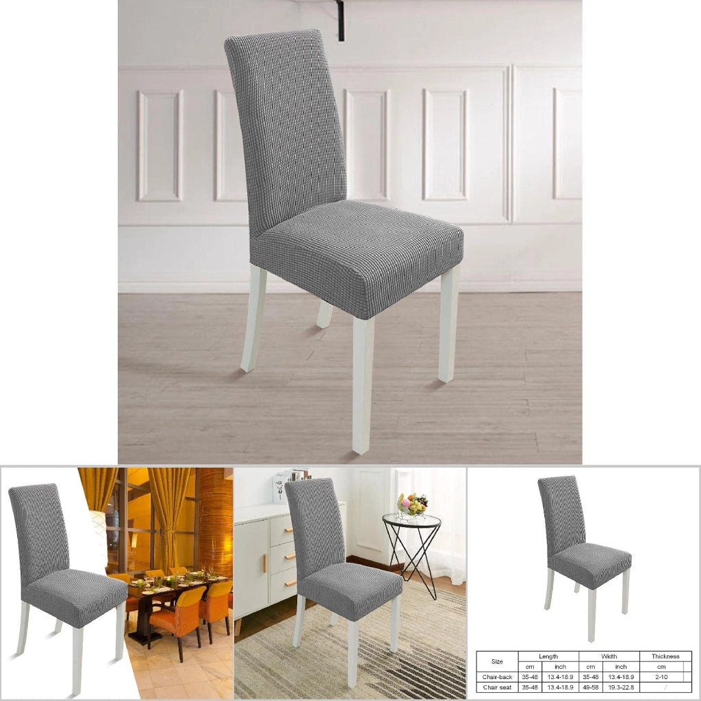 Copertura elastica per sedie, colore grigio, set da 4, per sedie da pranzo