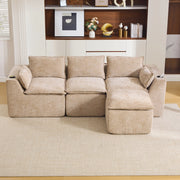Divano 3 Posti con Poggiapiedi e Cuscini ¨C MINIMAL ¨C Chenille Kaki