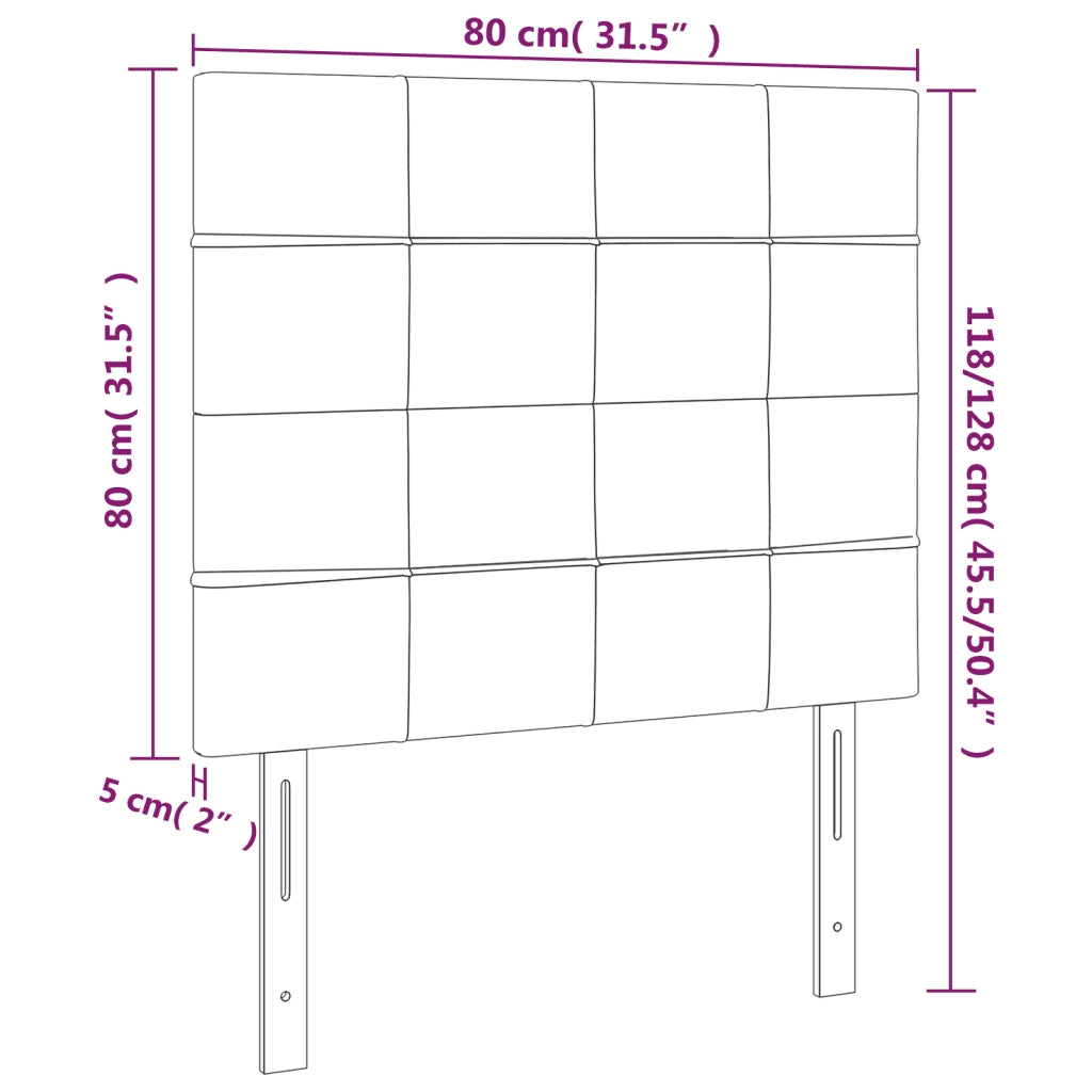 Testiera | Testata Nera 80x5x118/128 cm Velluto