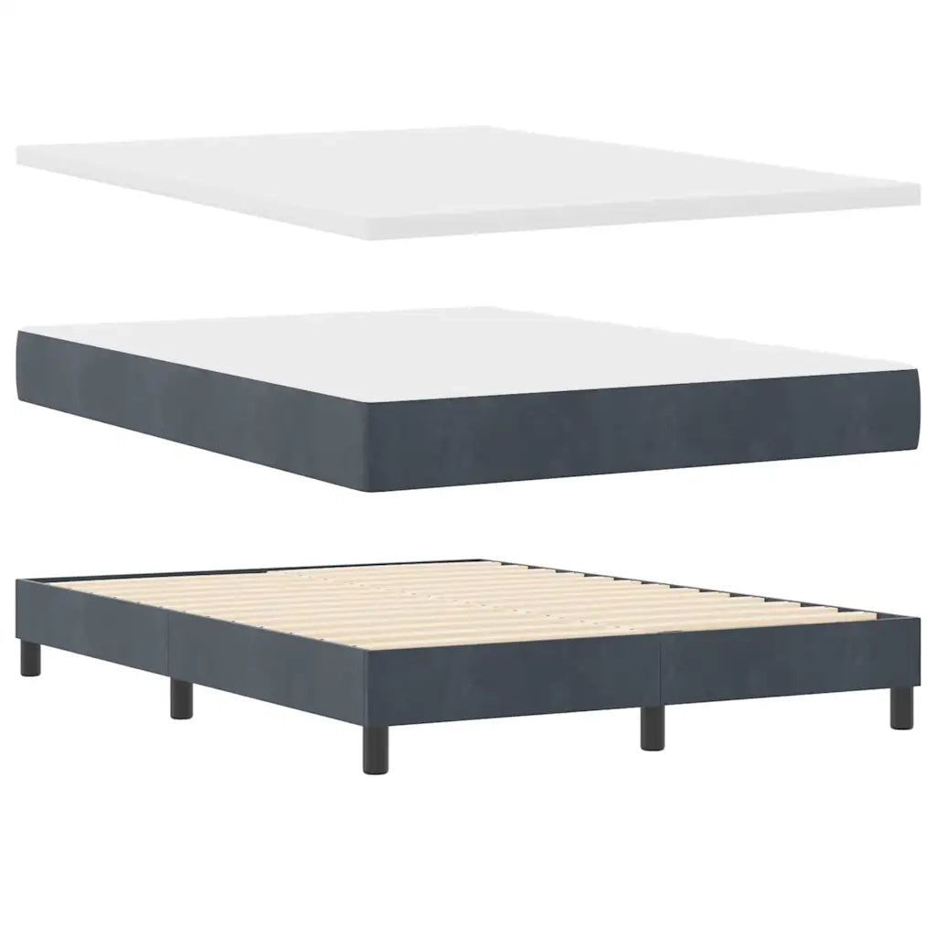 Letto a Sorgente LED con led Grigio scuro 140 x 200 cm Velluto