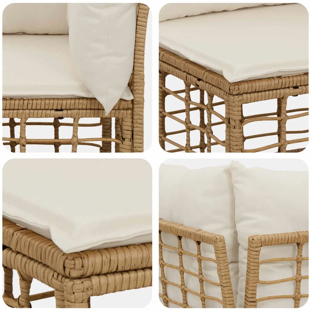 Set di divani da esterno 11 pz Naturale e Bianco Crema 3437626