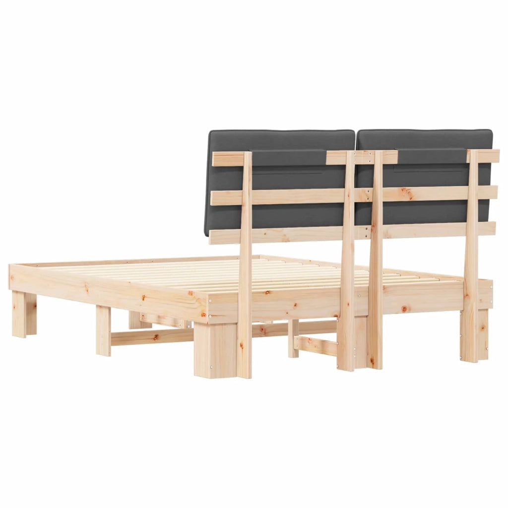 Letto con Testiera Rivestita Grigio scuro 135 x 190 cm
