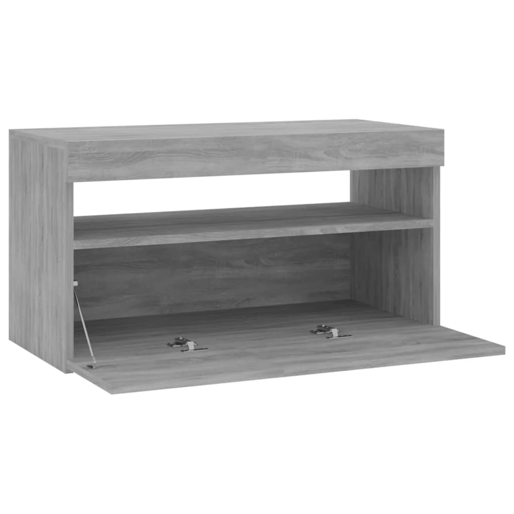 Mobile TV multimediale mensola TV credenza mobile TV sala da pranzo soggiorno camera da letto con luci LED Sonoma 75 x 35 x 40 cm grigio 02_0026828