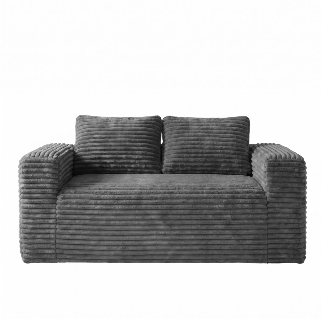 Divano Letto a 2 Posti in Schiuma ad Alta Densità Rivestito in Velluto di Cotone Grigio, Senza Montaggio, Ideale per Spazi Ridotti