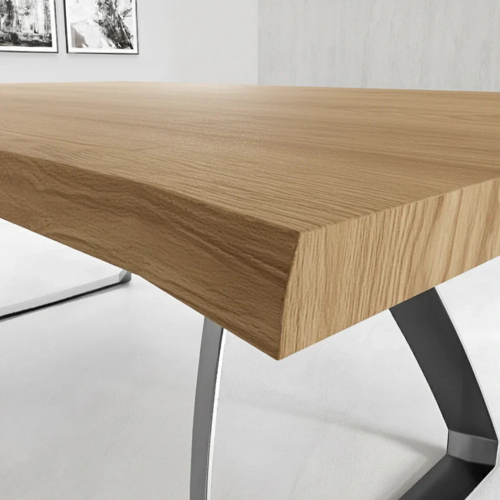 Tavolo da pranzo fisso in legno impiallacciato rovere naturale Timber 160x90 cm fino a 8 posti Made in Italy | Duzzle
