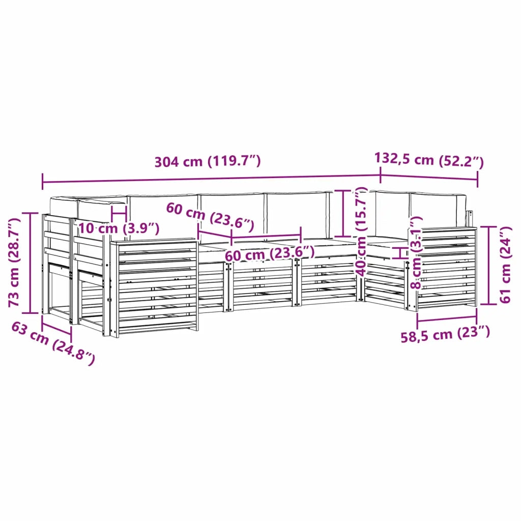 Set divano sezionale con cuscino 7 pcs Grigio Naturale e Chiaro 3375416