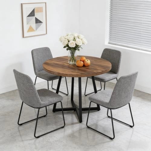 Tavolo da pranzo compatto in MDF e metallo nero e marrone rustico per cucina e home office lato 80 cm